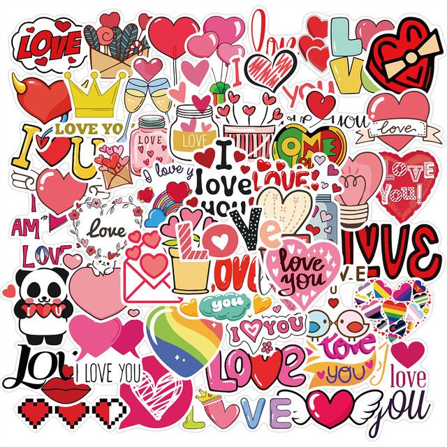 50pcs Lover Love Stickers For Notebooks Stationery Computer Guitar